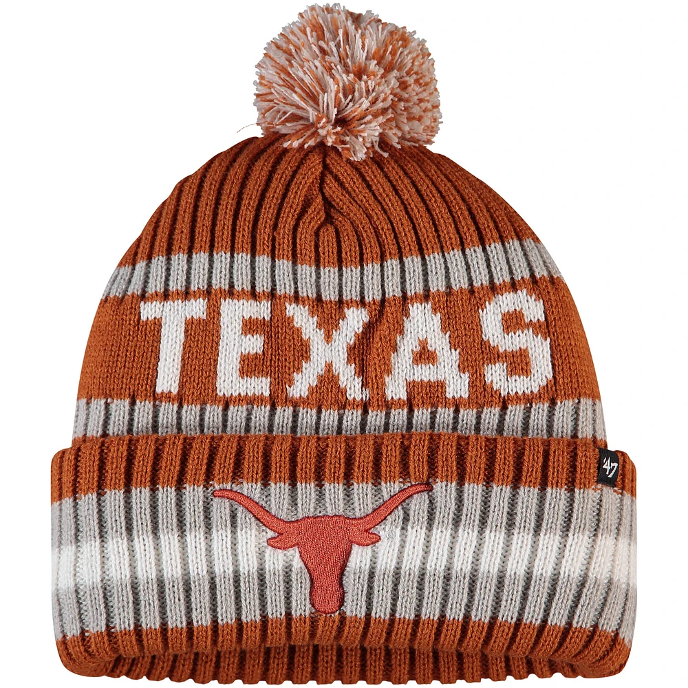 Men's '47 Texas Orange Texas Longhorns Bering Cuffed Knit Hat with Pom