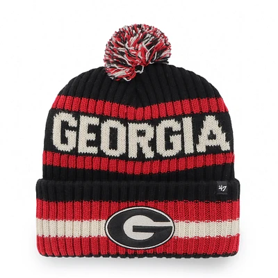 Men's '47 Black Georgia Bulldogs Bering Cuffed Knit Hat with Pom