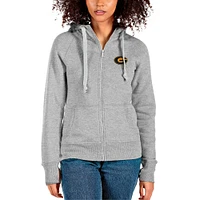 Women's Antigua Gray Grambling Tigers Victory Full-Zip Hoodie