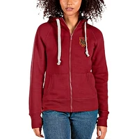 Women's Antigua Crimson Tuskegee Golden Tigers Victory Full-Zip Hoodie