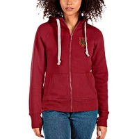 Women's Antigua Crimson Tuskegee Golden Tigers Victory Full-Zip Hoodie