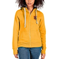Women's Antigua Gold Tuskegee Golden Tigers Victory Full-Zip Hoodie