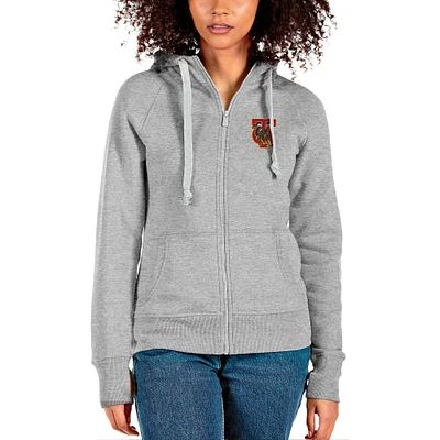 Women's Antigua Gray Tuskegee Golden Tigers Victory Full-Zip Hoodie