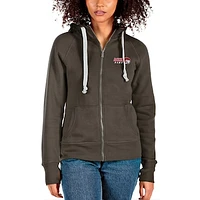 Women's Antigua Charcoal Winston-Salem State Rams Victory Full-Zip Hoodie