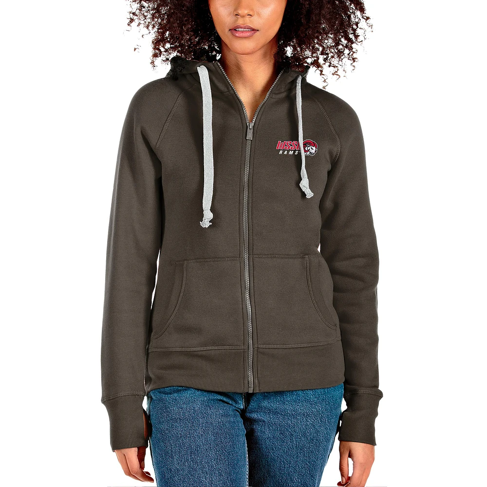 Women's Antigua Charcoal Winston-Salem State Rams Victory Full-Zip Hoodie
