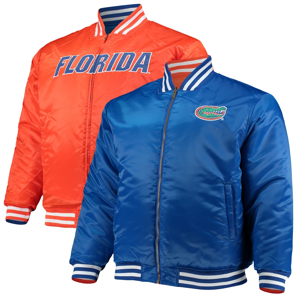 Men's Royal/Orange Florida Gators Big & Tall Reversible Satin Full-Zip Jacket