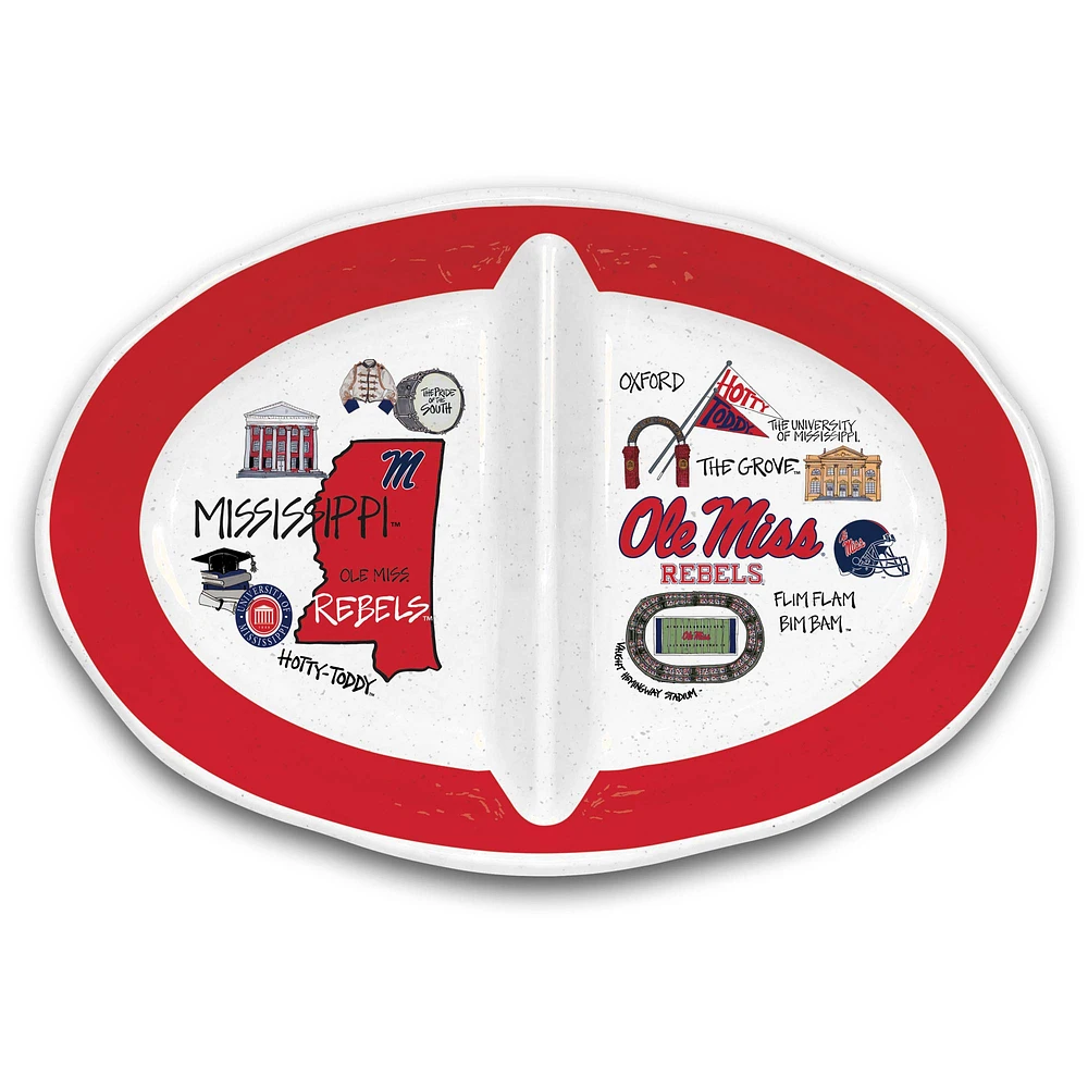 Magnolia Lane Ole Miss Rebels Two-Section Melamine Platter