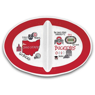 Magnolia Lane Ohio State Buckeyes Two-Section Melamine Platter