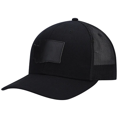 Men's Local Crowns Washington Blackout State Patch Trucker Snapback Hat