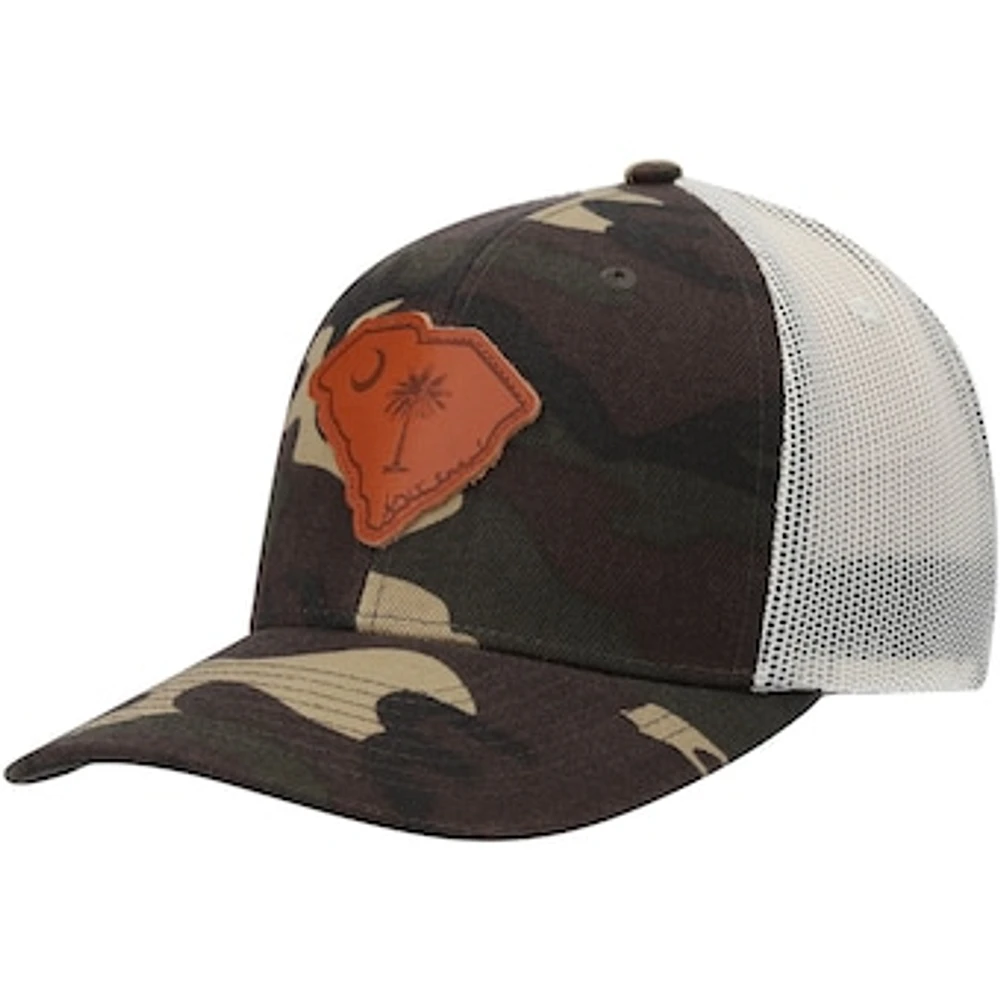 Men's Local Crowns Camo South Carolina Icon Woodland State Patch Trucker Snapback Hat