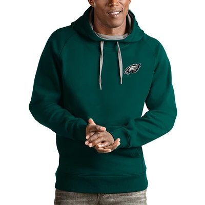 Men's Antigua Midnight Green Philadelphia Eagles Logo Victory Pullover Hoodie