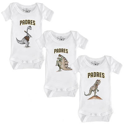 Infant Tiny Turnip White San Diego Padres 3-Piece Dinosaur Bodysuit Set