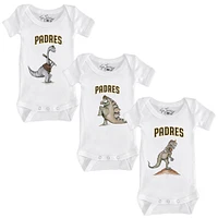 Infant Tiny Turnip White San Diego Padres 3-Piece Dinosaur Bodysuit Set
