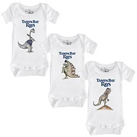 Infant Tiny Turnip White Tampa Bay Rays 3-Piece Dinosaur Bodysuit Set