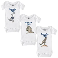 Infant Tiny Turnip White Tampa Bay Rays 3-Piece Dinosaur Bodysuit Set