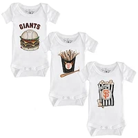 Infant Tiny Turnip White San Francisco Giants 3-Piece Snacks Bodysuit Set