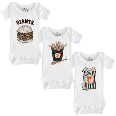 Infant Tiny Turnip White San Francisco Giants 3-Piece Snacks Bodysuit Set