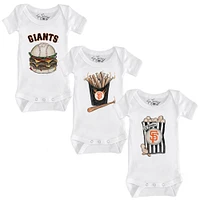 Infant Tiny Turnip White San Francisco Giants 3-Piece Snacks Bodysuit Set