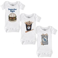 Infant Tiny Turnip White Tampa Bay Rays 3-Piece Snacks Bodysuit Set