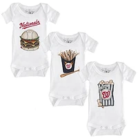 Infant Tiny Turnip White Washington Nationals 3-Piece Snacks Bodysuit Set