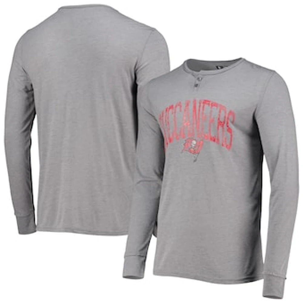 Men's Concepts Sport Gray Tampa Bay Buccaneers Takeaway Henley Long Sleeve Sleep T-Shirt