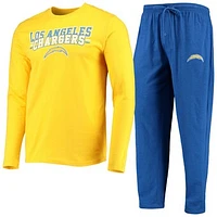 Men's Concepts Sport Powder Blue/Gold Los Angeles Chargers Meter Long Sleeve T-Shirt & Pants Sleep Set