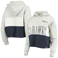 Women's '47 Heathered Gray Seattle Seahawks Lizzy Cutoff Pullover Hoodie