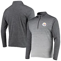 Men's Antigua Black/Heathered Gray Pittsburgh Steelers Cycle Quarter-Zip Jacket