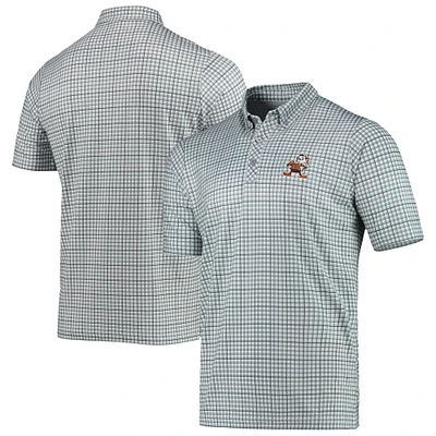 Men's Antigua Gray/Black Cleveland Browns Deliver Button-Down Polo