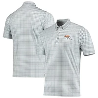 Men's Antigua Gray/Navy Denver Broncos Deliver Button-Down Polo