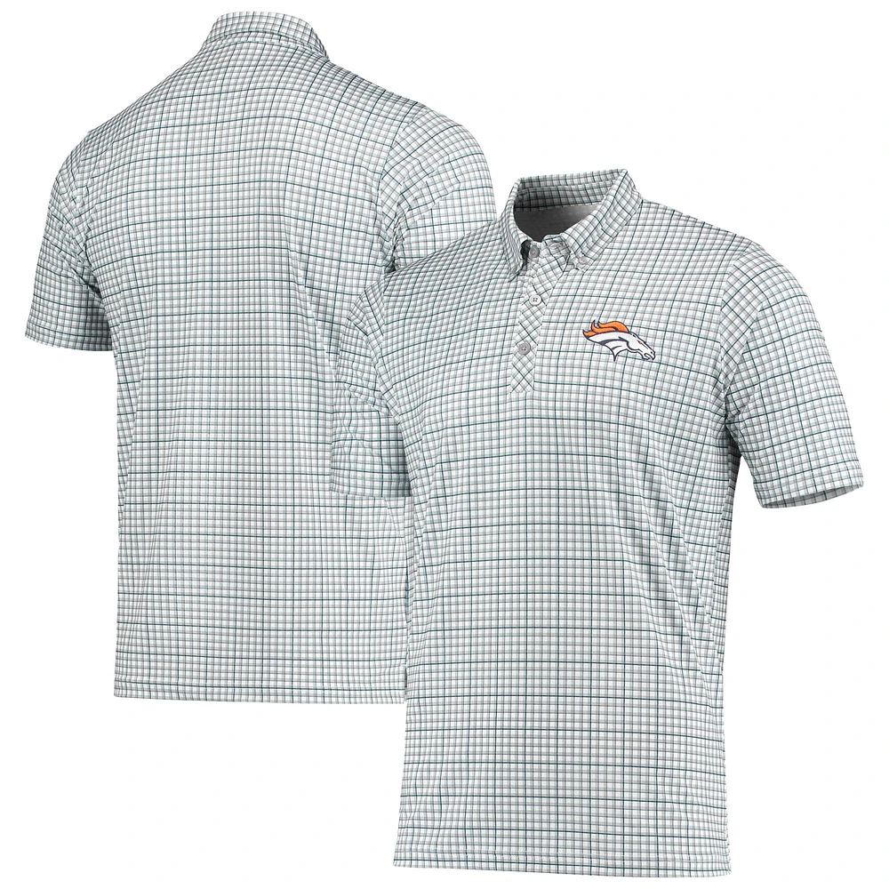 Men's Antigua Gray/Navy Denver Broncos Deliver Button-Down Polo