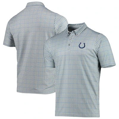 Men's Antigua Gray/Royal Indianapolis Colts Deliver Button-Down Polo