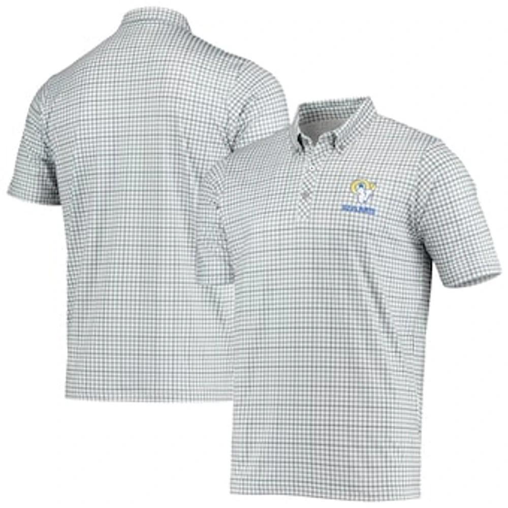 Men's Antigua Gray/Black Los Angeles Rams Deliver Button-Down Polo