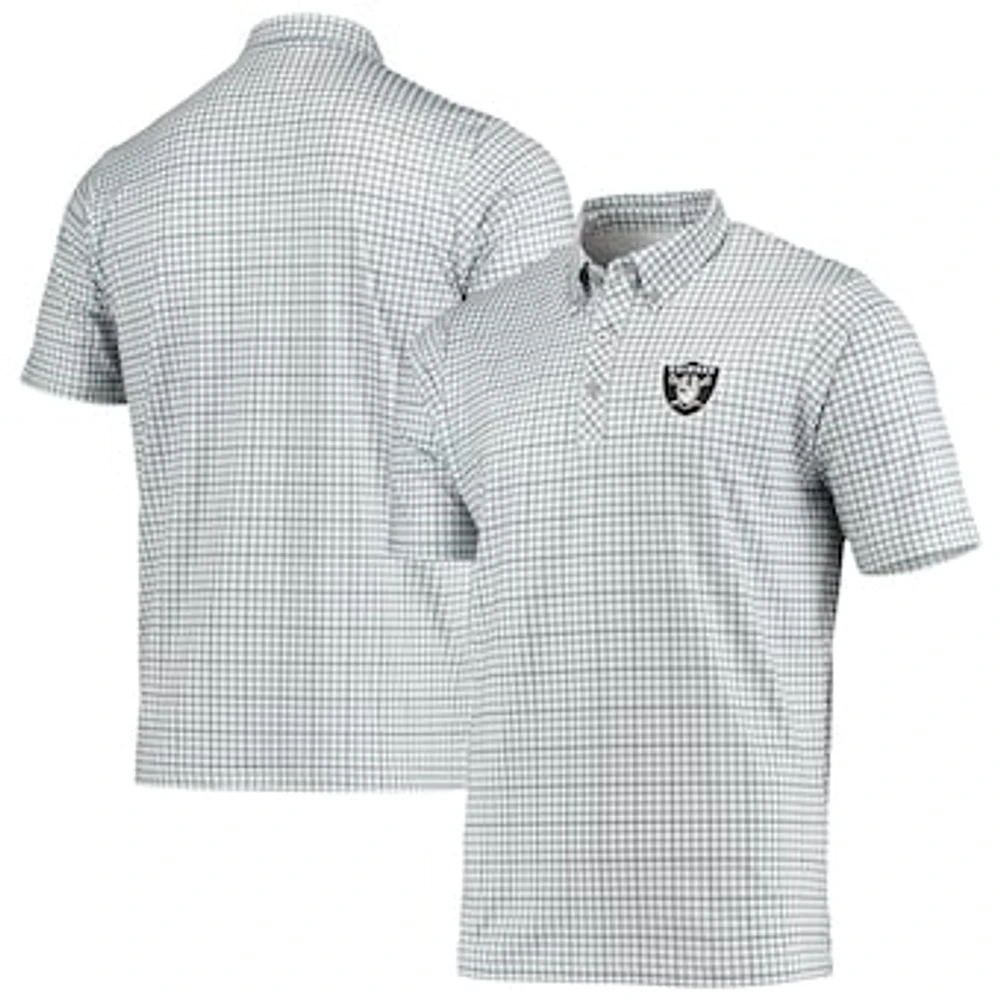 Men's Antigua Gray/Black Las Vegas Raiders Deliver Button-Down Polo