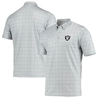 Men's Antigua Gray/Black Las Vegas Raiders Deliver Button-Down Polo