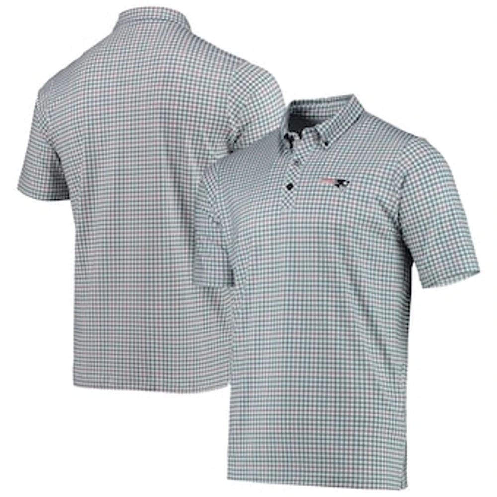 Men's Antigua Gray/Navy New England Patriots Deliver Button-Down Polo