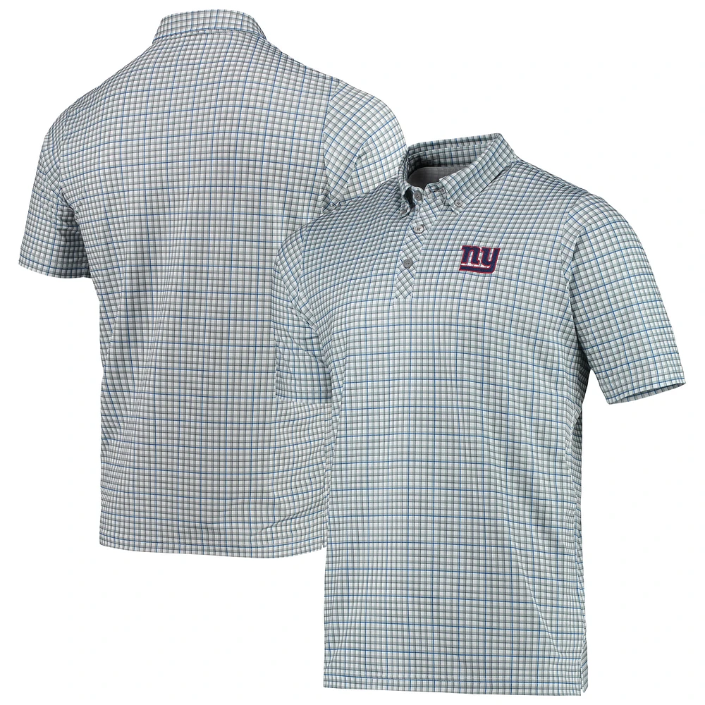 Men's Antigua Gray/Royal New York Giants Deliver Button-Down Polo