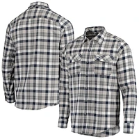 Men's Antigua College Navy/Gray Seattle Seahawks Ease Flannel Long Sleeve Button-Up Shirt