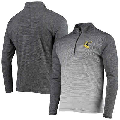 Men's Antigua Black/Heathered Gray Pittsburgh Steelers Throwback Cycle Quarter-Zip Jacket