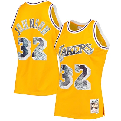 Men's Mitchell & Ness Magic Johnson Gold Los Angeles Lakers 1984/85 Hardwood Classics 75th Anniversary Diamond Swingman - Jersey