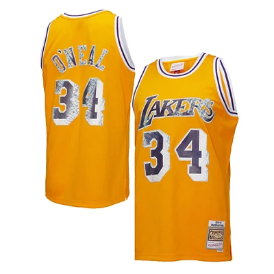 Men's Mitchell & Ness Shaquille O'Neal Gold Los Angeles Lakers 1996/97 Hardwood Classics 75th Anniversary Diamond Swingman - Jersey