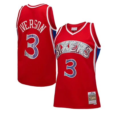 Men's Mitchell & Ness Allen Iverson Red Philadelphia 76ers 1996/97 Hardwood Classics 75th Anniversary Diamond Swingman - Jersey