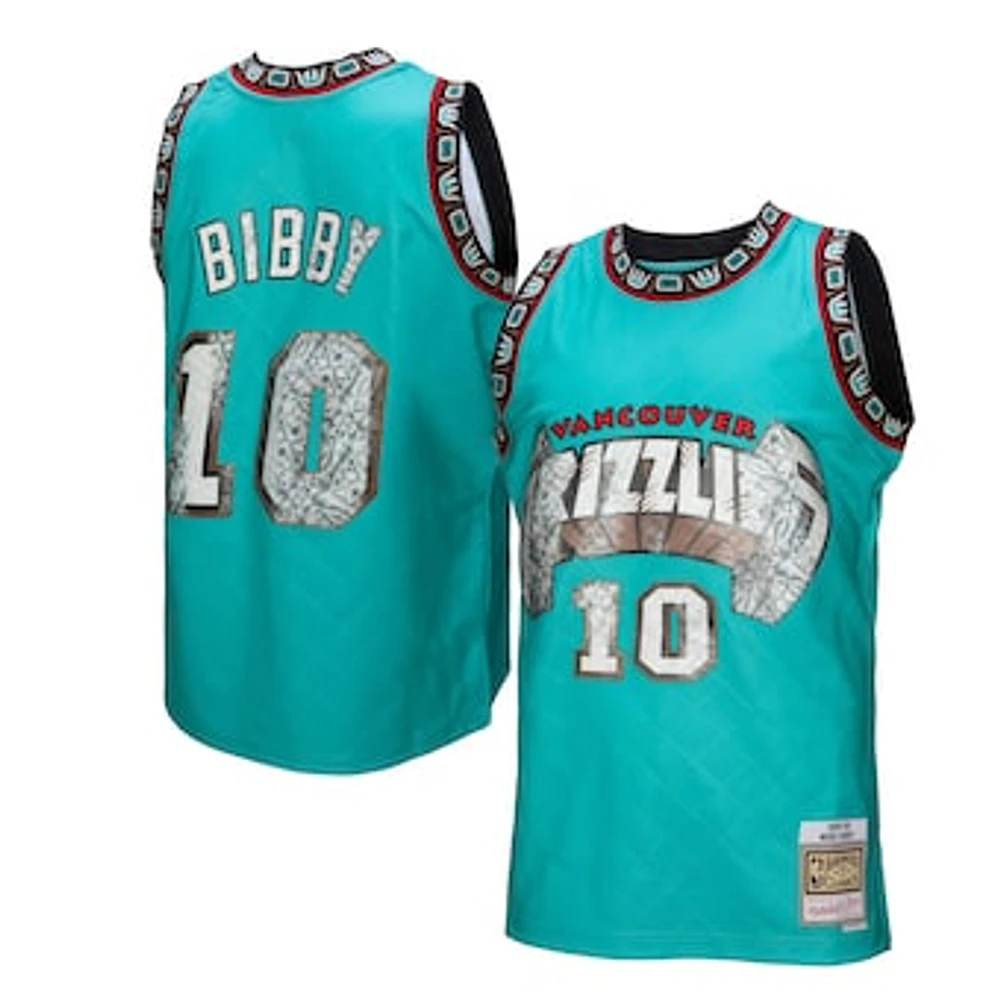 Men's Mitchell & Ness Mike Bibby Turquoise Vancouver Grizzlies 1998/99 Hardwood Classics 75th Anniversary Diamond Swingman - Jersey