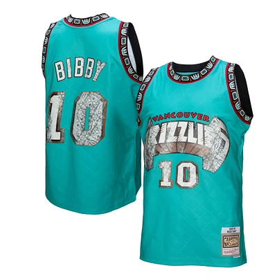 Men's Mitchell & Ness Mike Bibby Turquoise Vancouver Grizzlies 1998/99 Hardwood Classics 75th Anniversary Diamond Swingman - Jersey