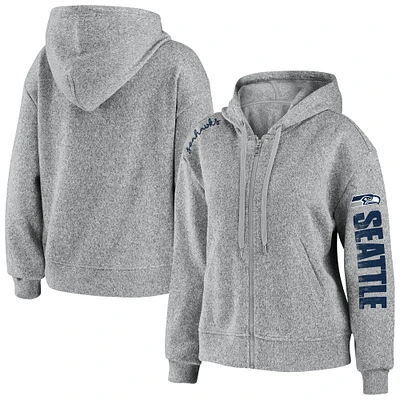 Women's WEAR by Erin Andrews Heathered Gray Seattle Seahawks Full-Zip Hoodie