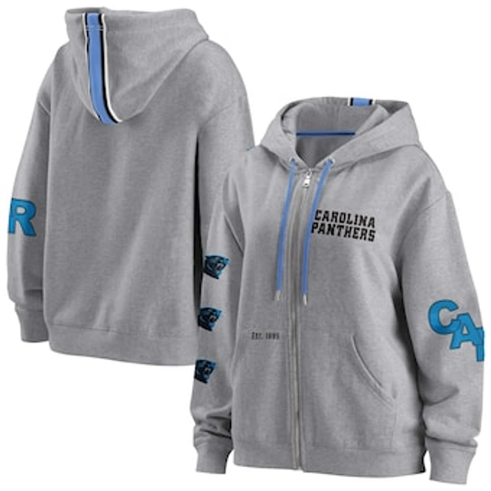 Women's WEAR by Erin Andrews Gray Carolina Panthers Full-Zip Hoodie