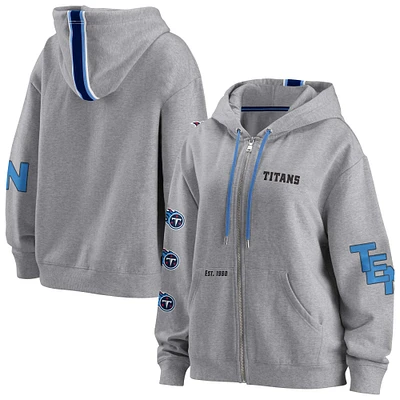 Women's WEAR by Erin Andrews Gray Tennessee Titans Full-Zip Hoodie