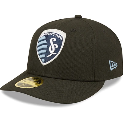 Men's New Era Black Sporting Kansas City Primary Logo Low Profile 59FIFTY Fitted Hat