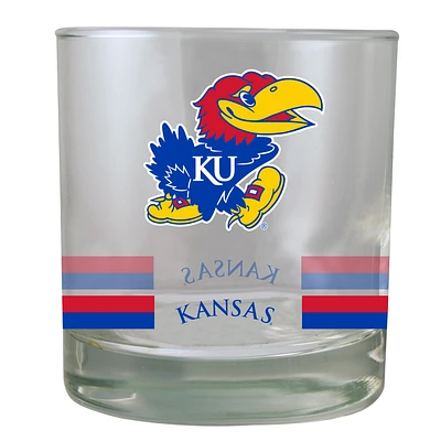 Kansas Jayhawks 10oz. Banded Rocks Glass