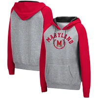 Women's Colosseum Heathered Gray Maryland Terrapins Contrast Raglan Pullover Hoodie